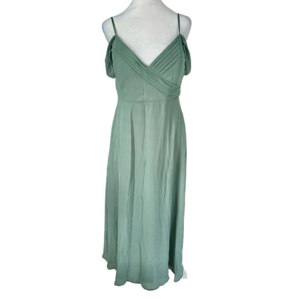 Birdy Grey Spence Chiffon Bridesmaid Dress Sage Long Sage with Pockets Medium - Picture 2 of 14